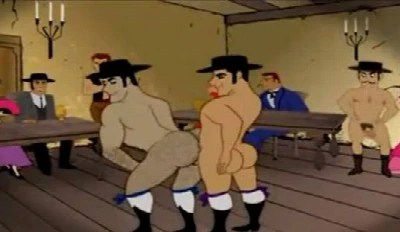 Video cartoon gay: Machos toureiros trepando como putas