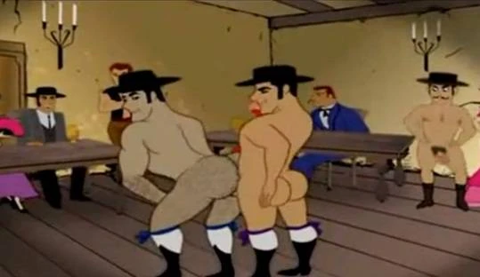 Video cartoon gay: Machos toureiros trepando como putas