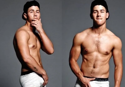 Nick Jonas tira fotos sensuais só de cueca pegando na mala