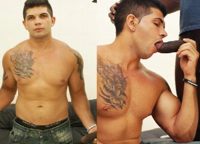 Fred sendo fodido por dois negões sem camisinha