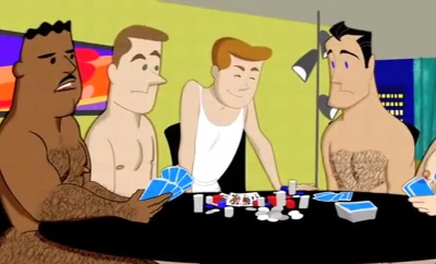 Jogando "strip poker" com os amigos do papai