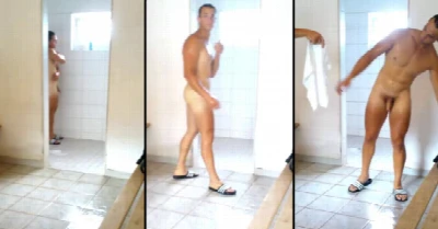Flagra de hetero pelado no chuveiro da academia